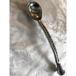 Vintage 240kg Sterling Silver Soup Ladle with Braided Handle and Tassel   READ
